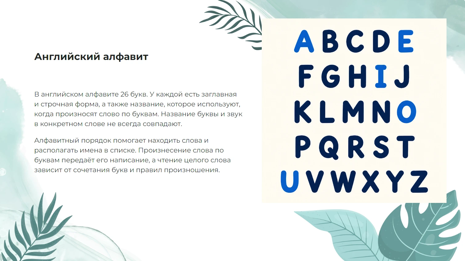 Английский алфавит - готовая презентация по английскому языку