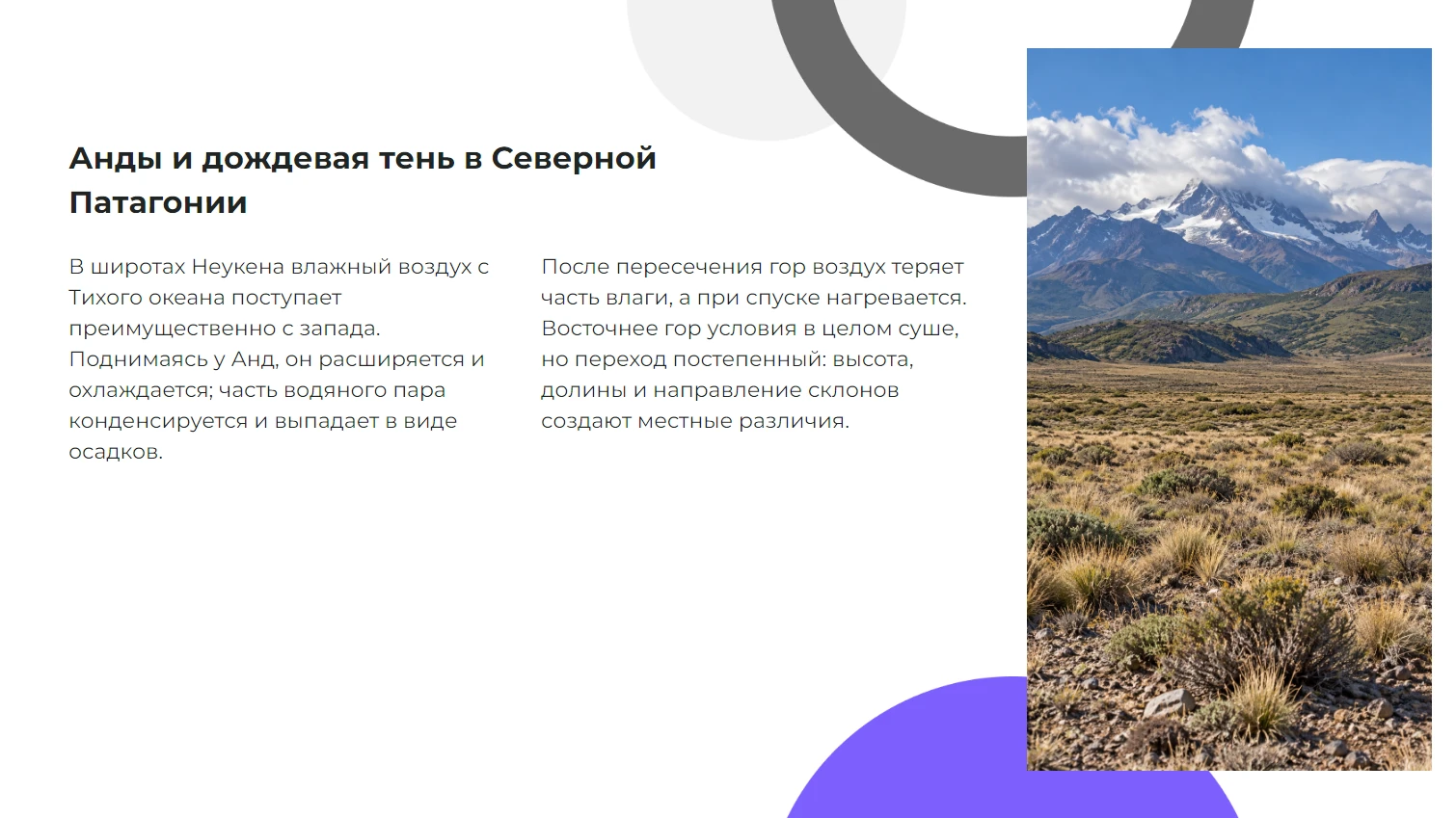Анды и дождевая тень в Северной Патагонии