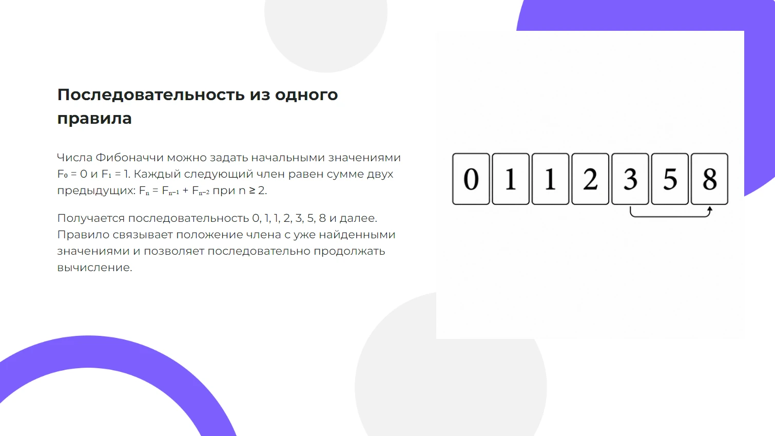 Числа Фибоначчи — готовая презентация по математике