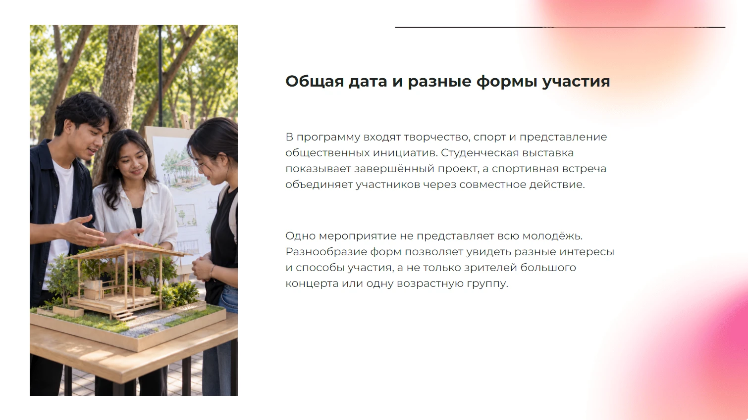 Общая дата и разные формы участия