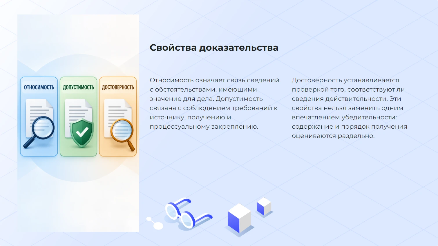 Свойства доказательства