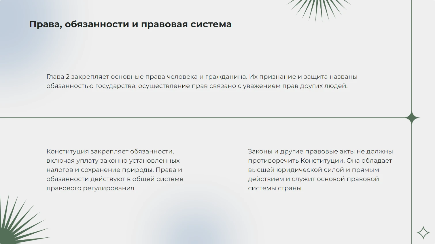 Права, обязанности и правовая система
