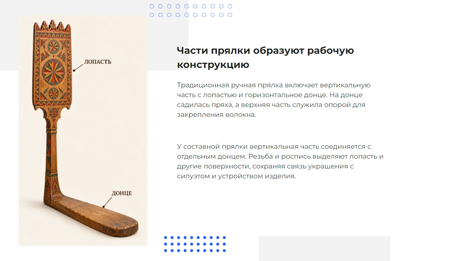 Части прялки образуют рабочую конструкцию