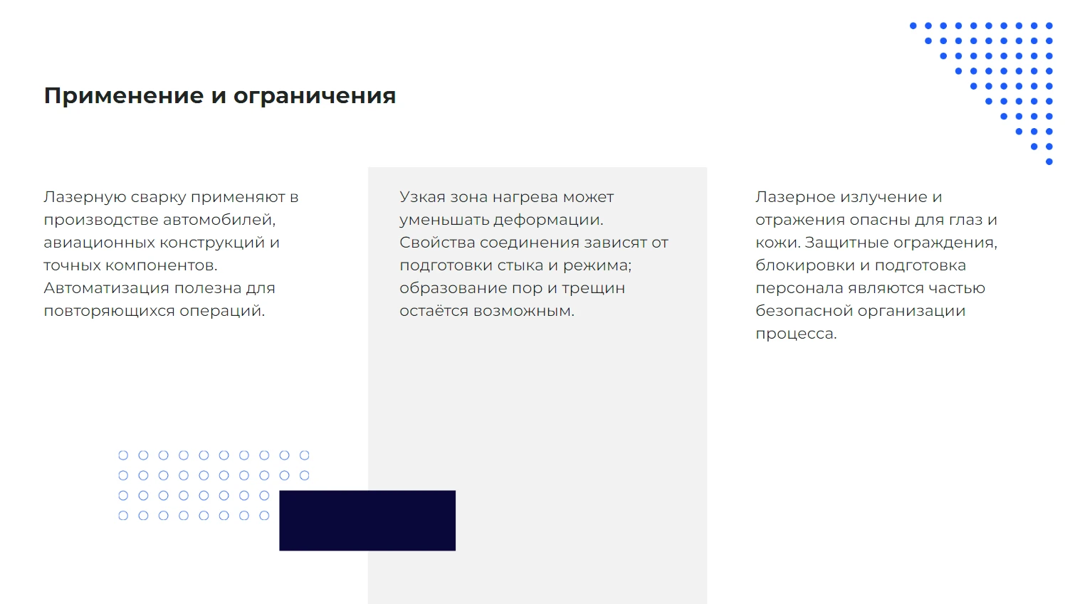 Применение и ограничения