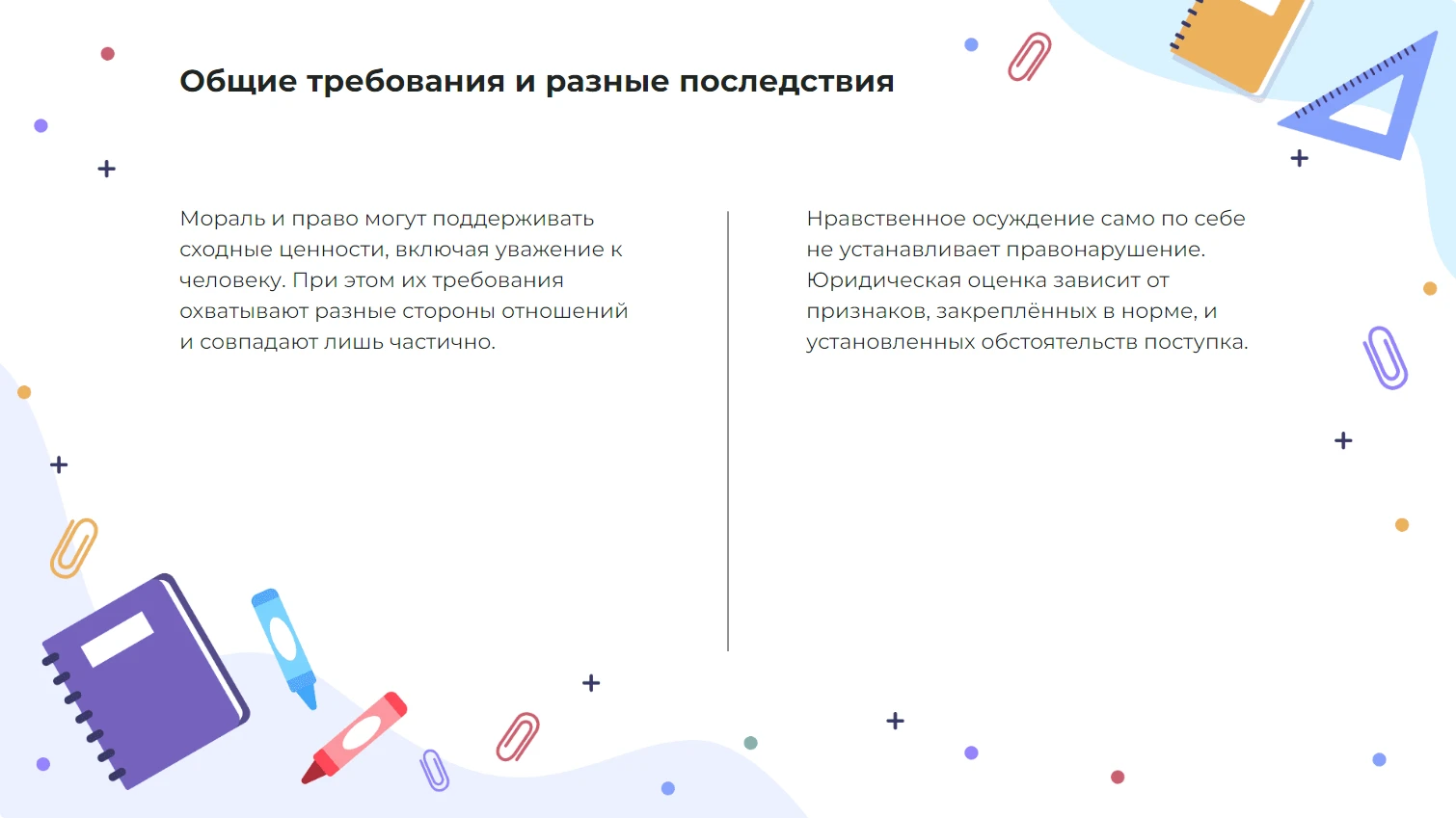 Общие требования и разные последствия