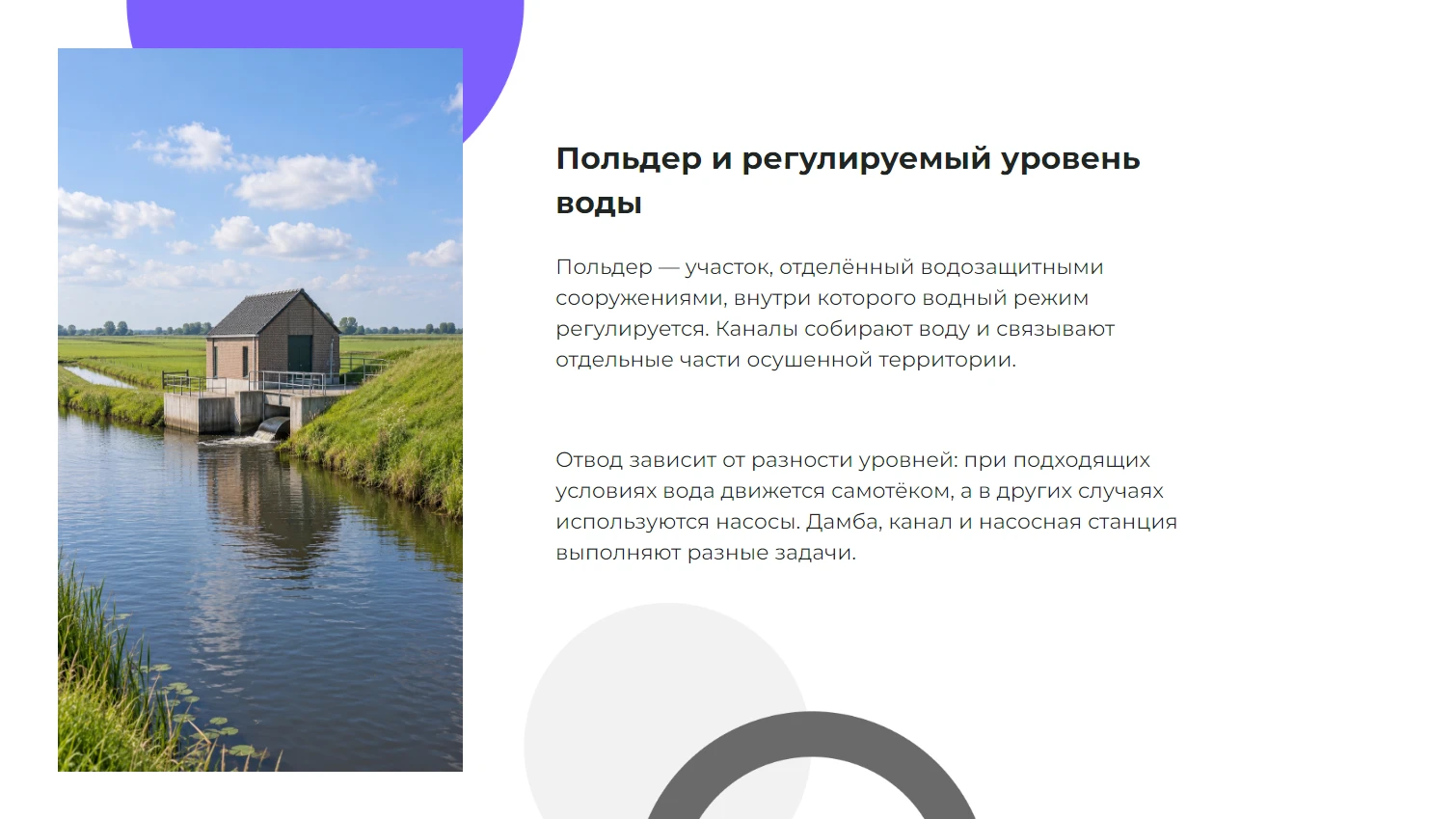 Польдер и регулируемый уровень воды