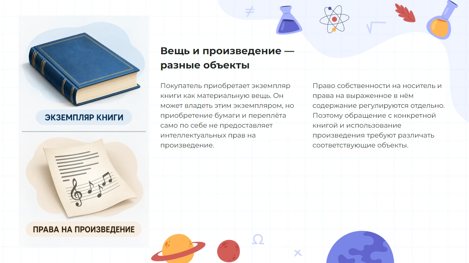 Вещь и произведение — разные объекты