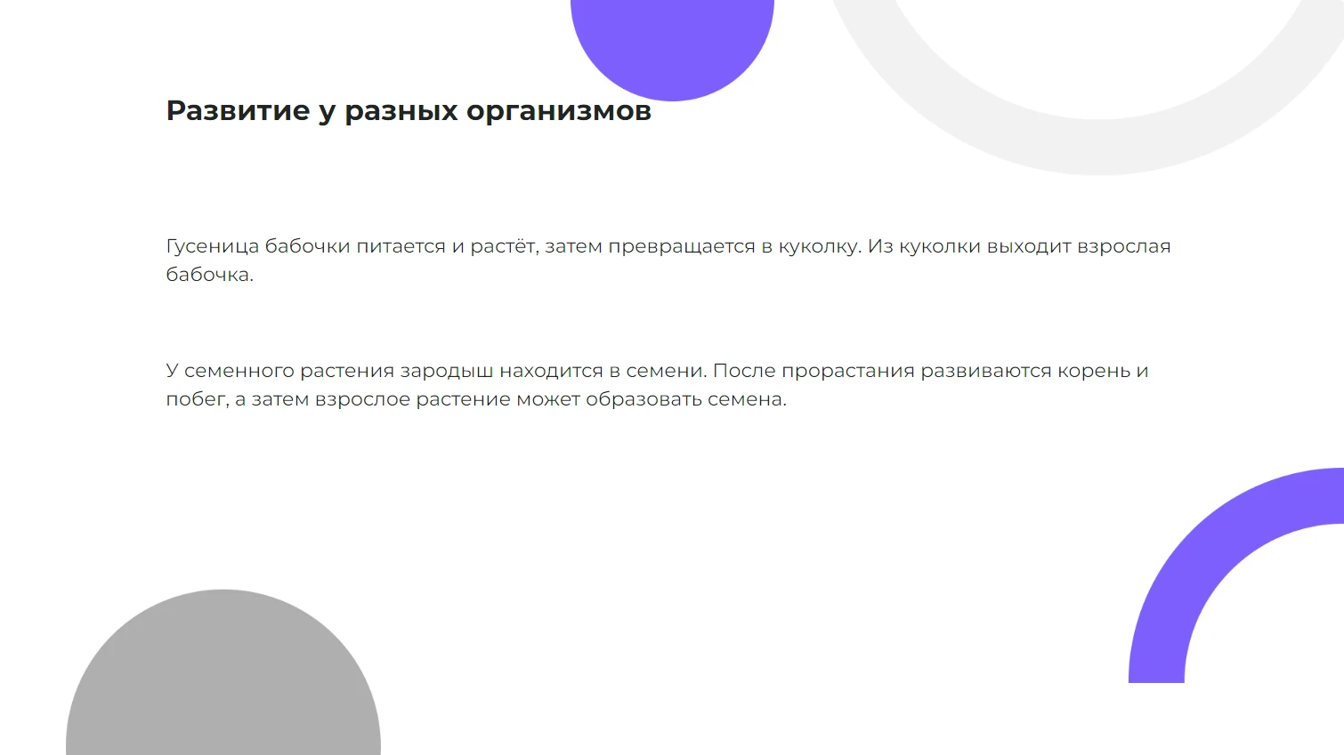 Развитие у разных организмов
