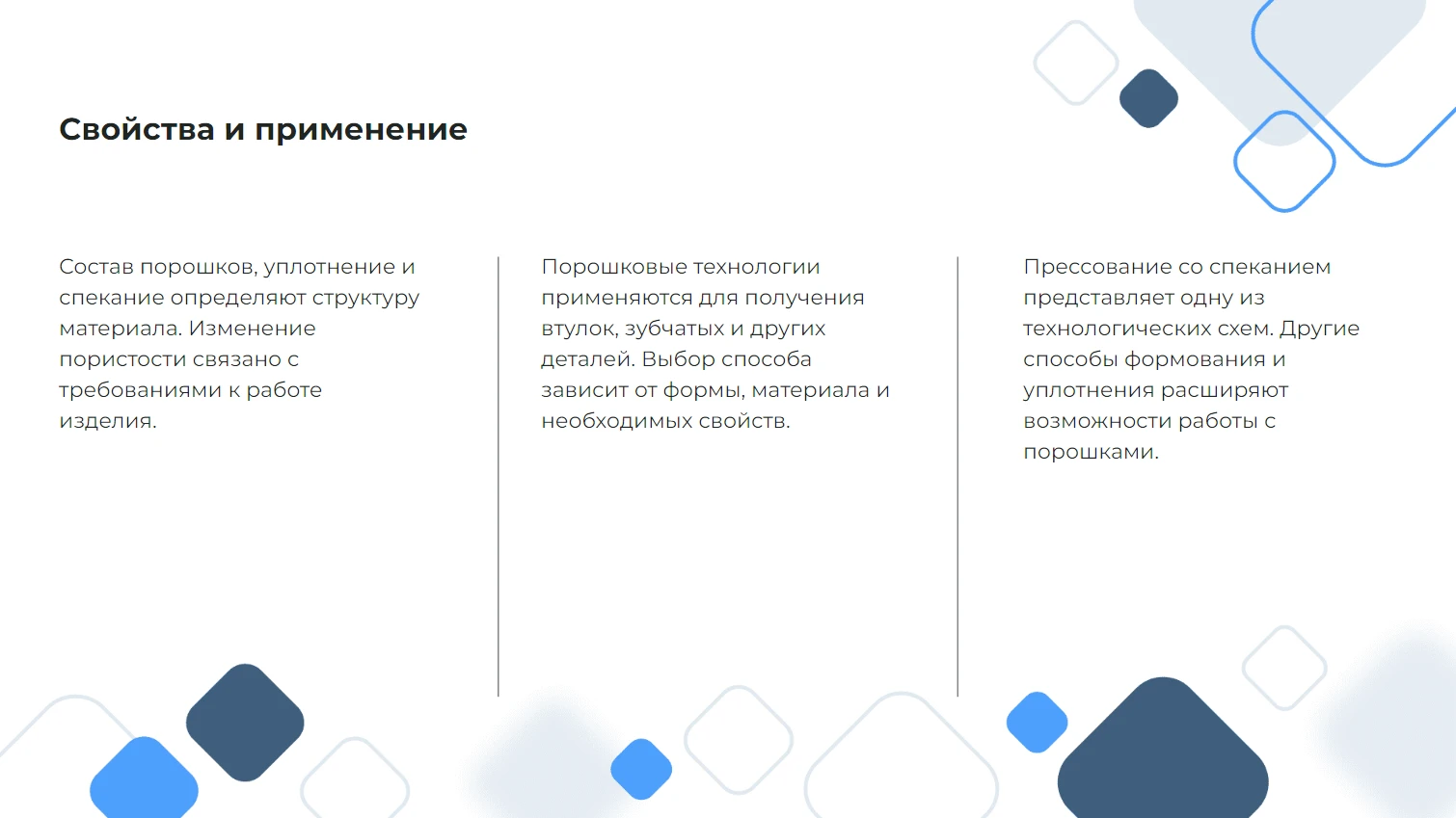 Свойства и применение