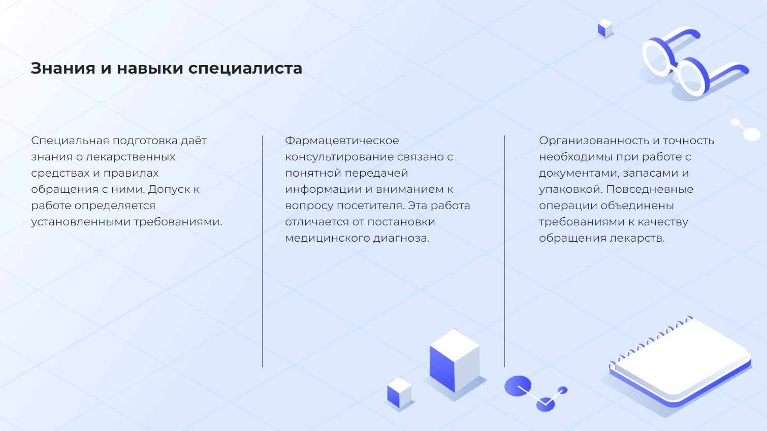 Знания и навыки специалиста