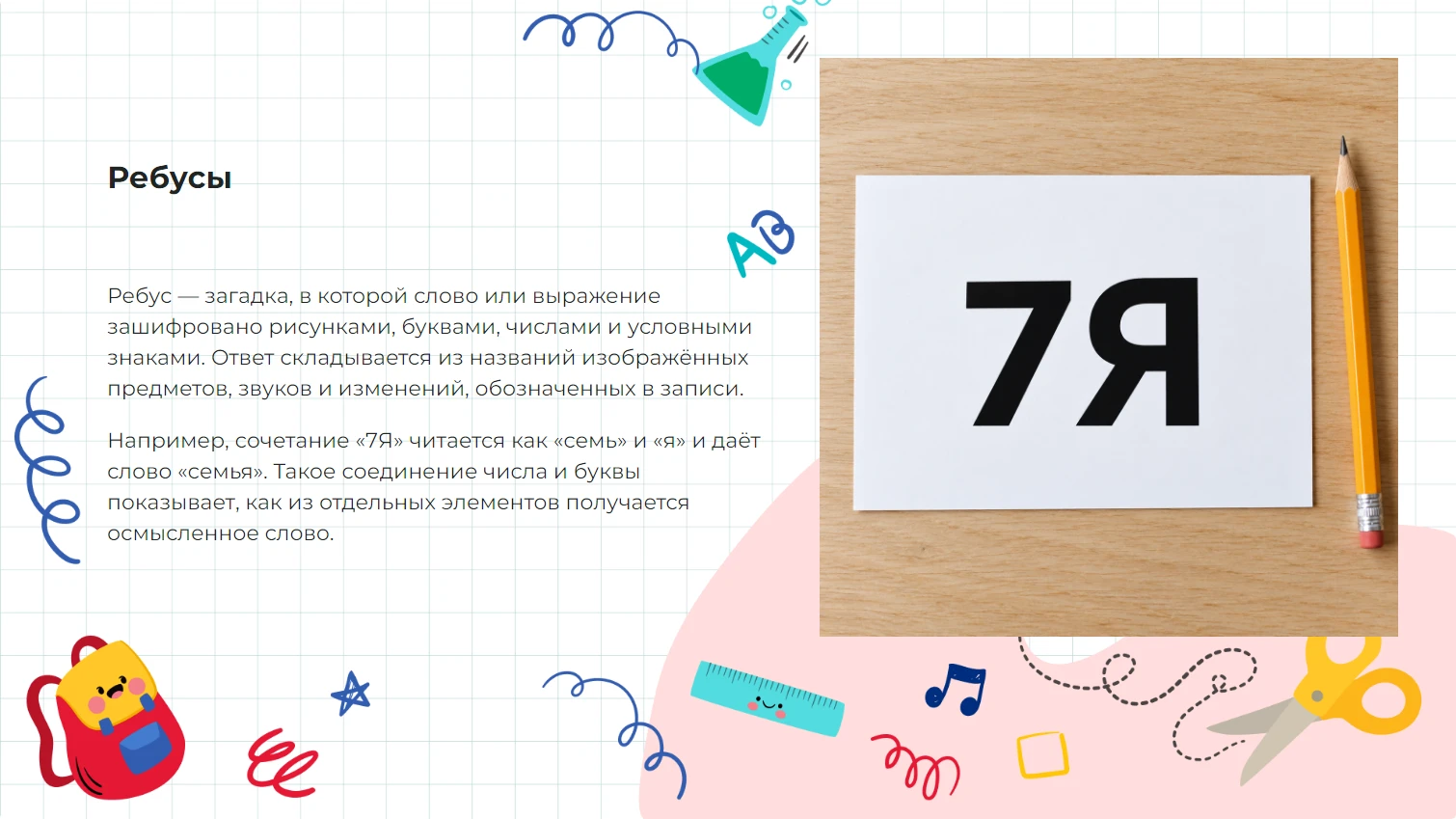 Ребусы - готовая презентация с понятными примерами