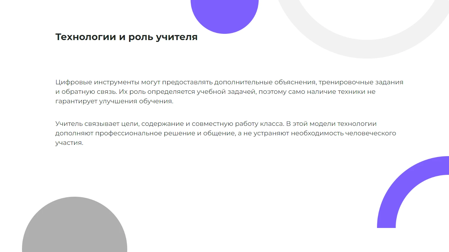 Технологии и роль учителя