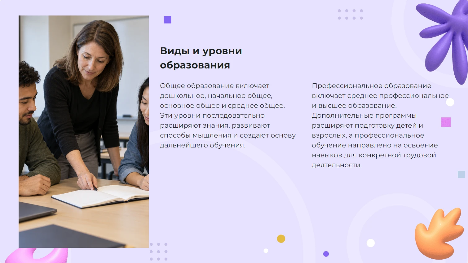 Виды и уровни образования