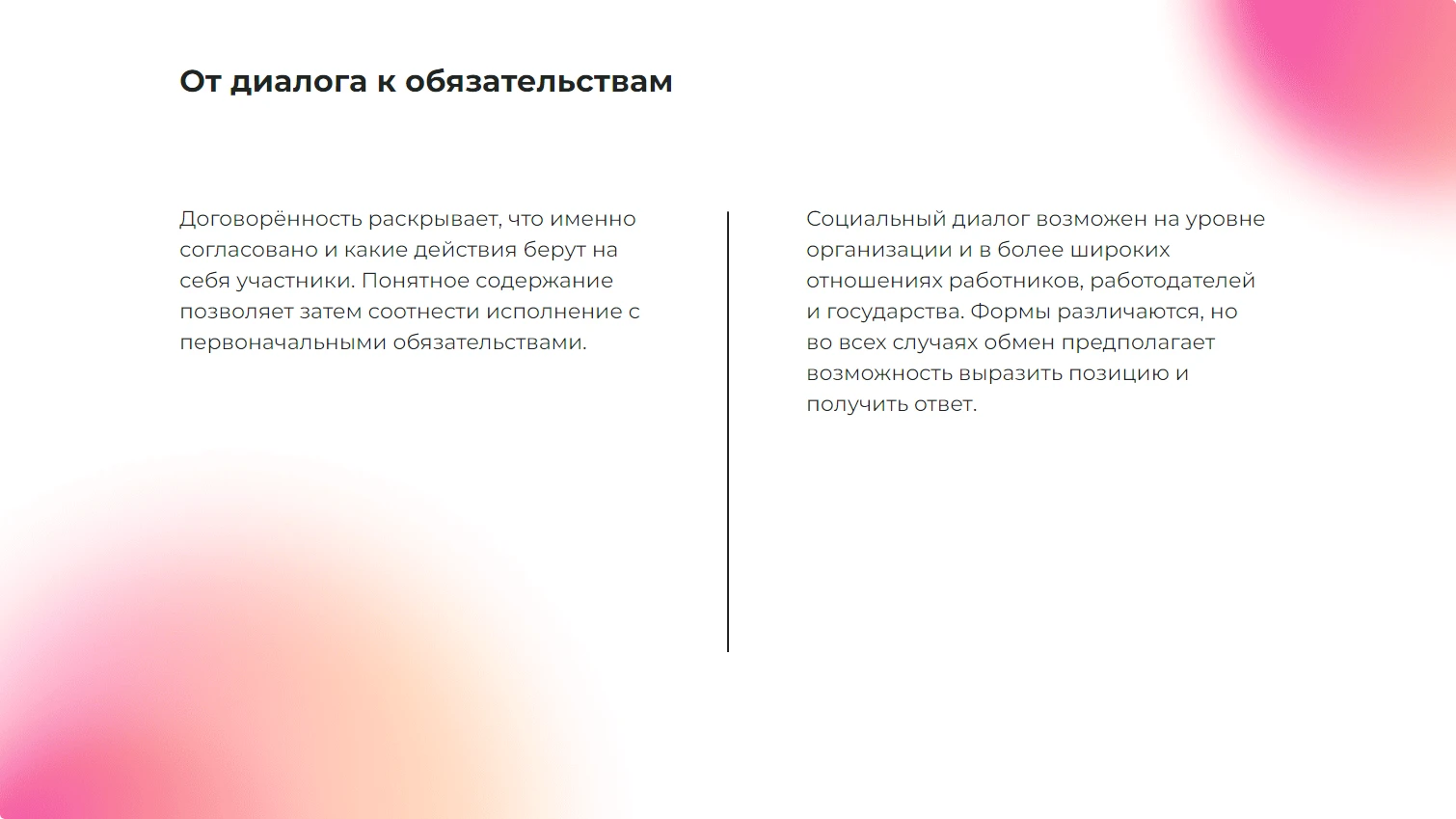 От диалога к обязательствам