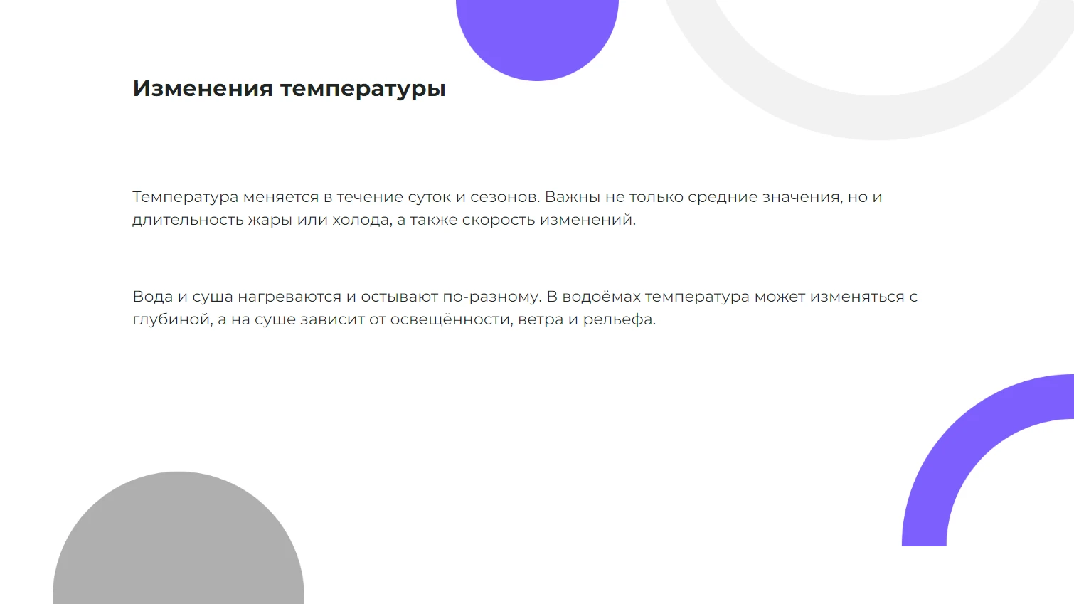 Изменения температуры