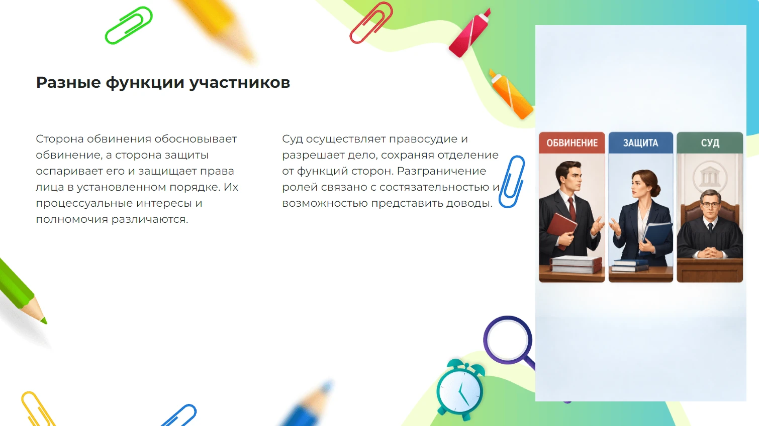 Разные функции участников