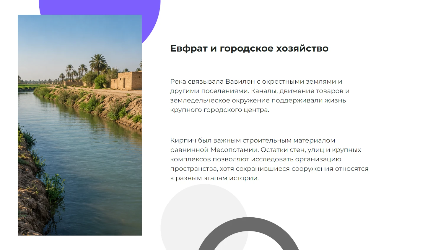 Евфрат и городское хозяйство