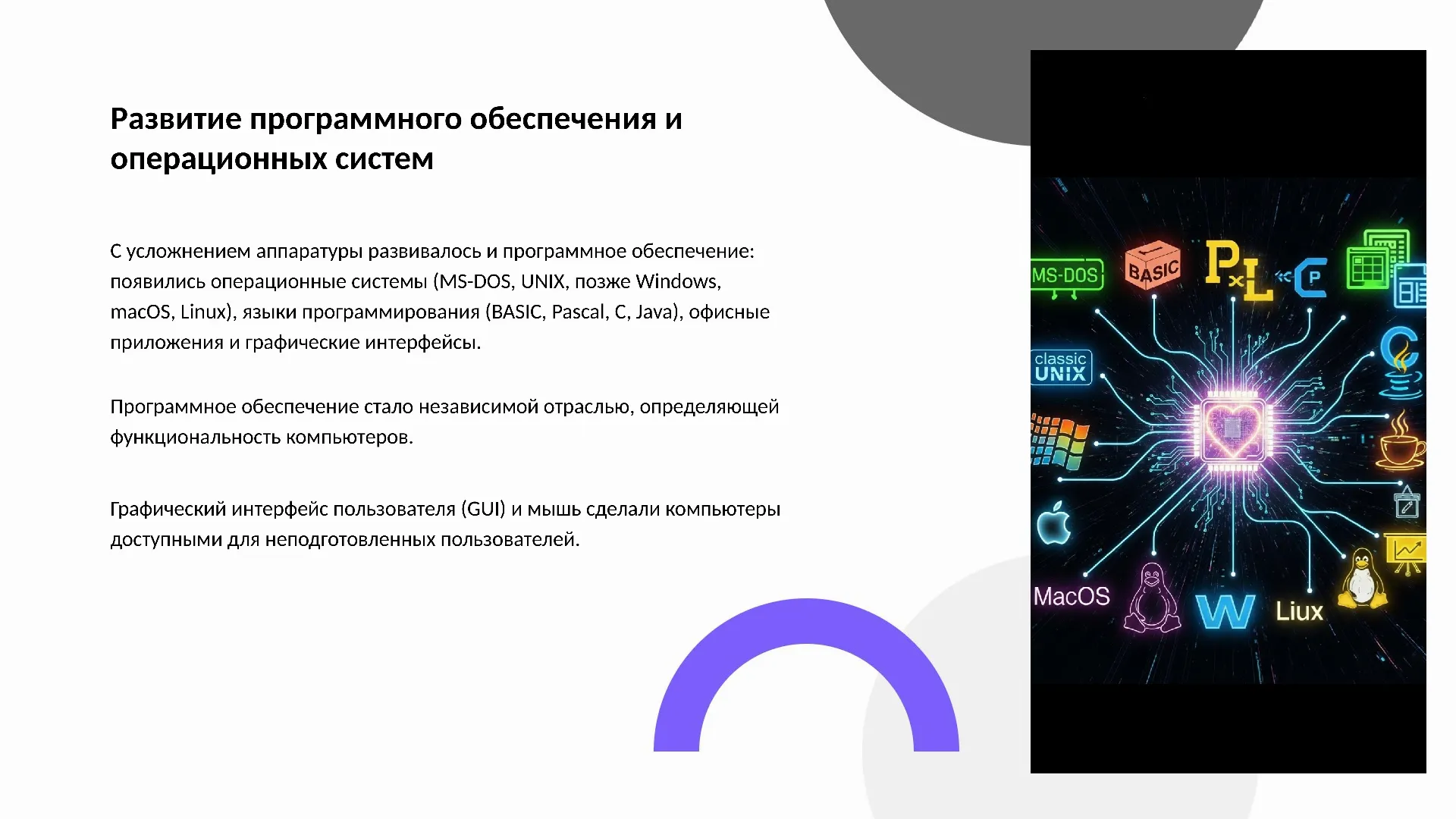 Развитие программного обеспечения и операционных систем