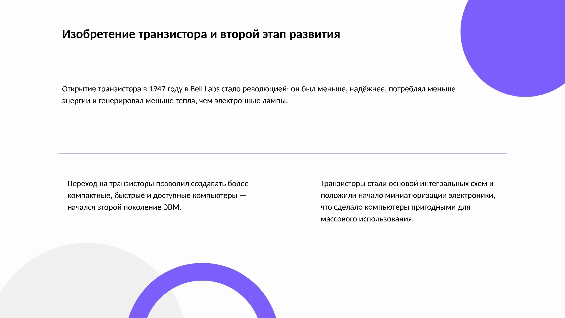 Изобретение транзистора и второй этап развития