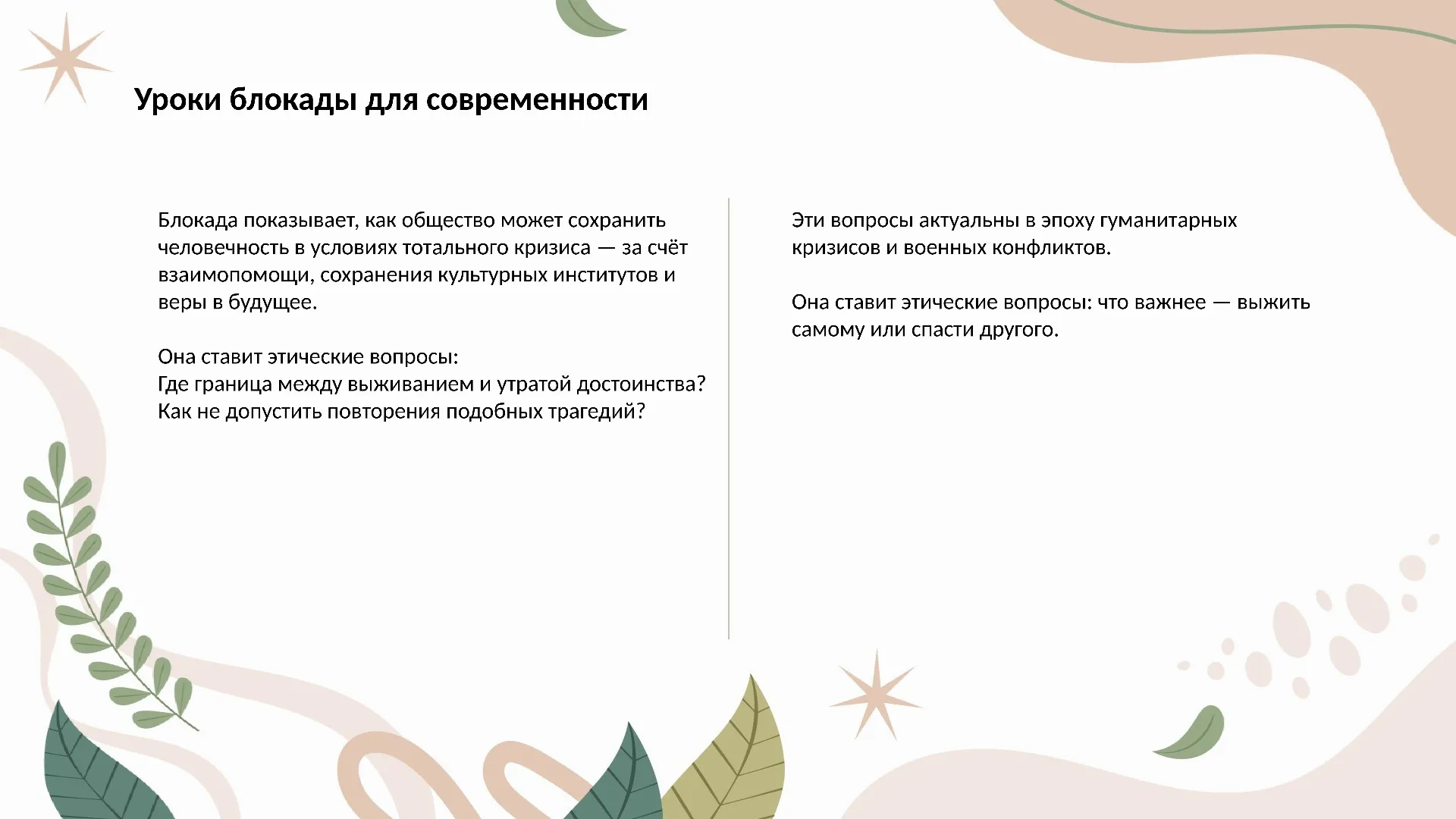 Уроки блокады для современности