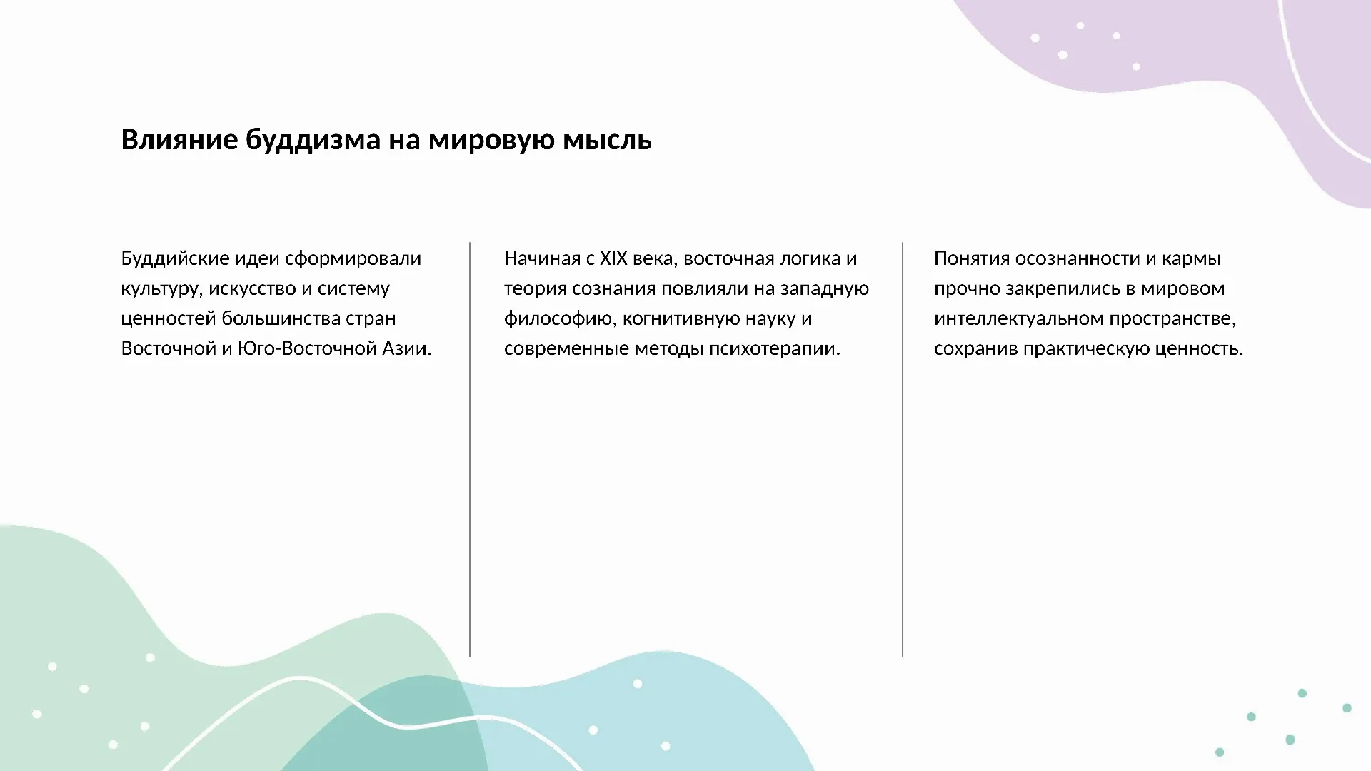 Влияние буддизма на мировую мысль
