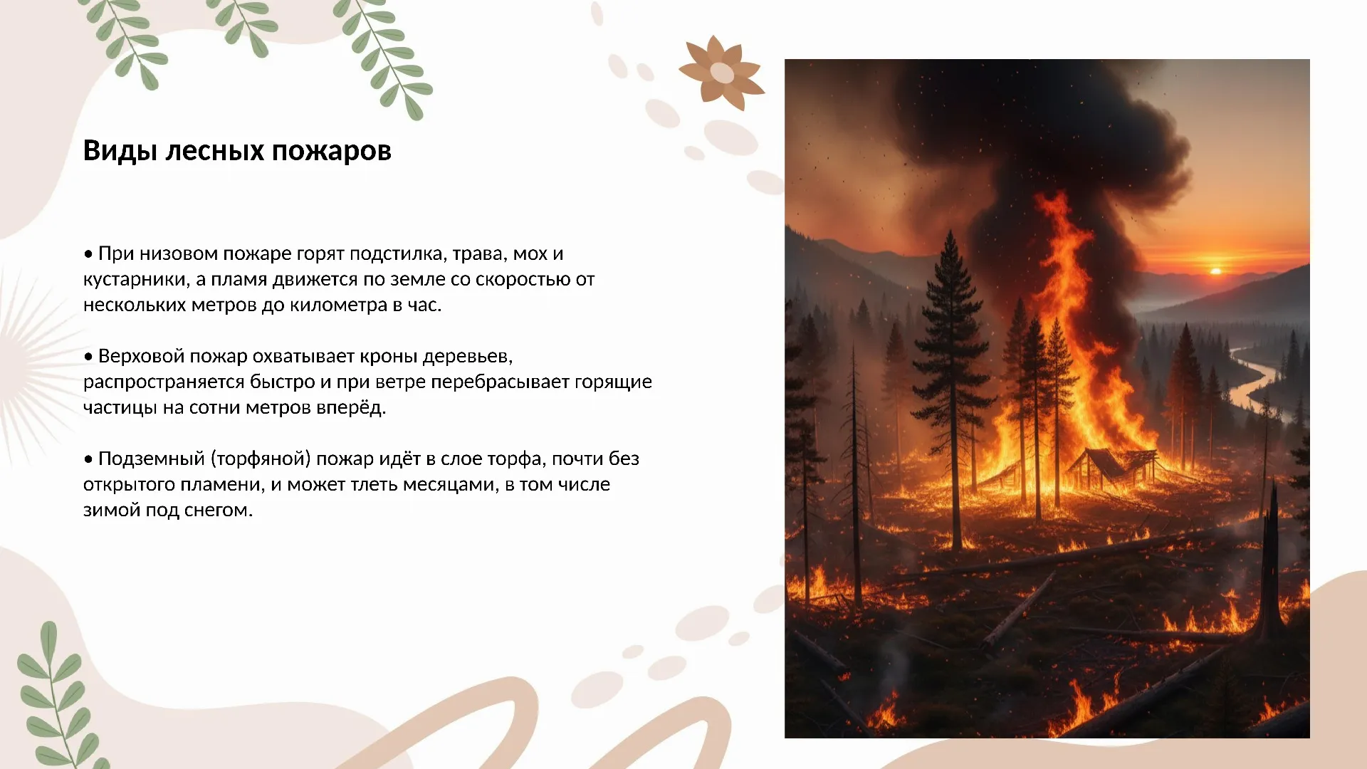 Виды лесных пожаров
