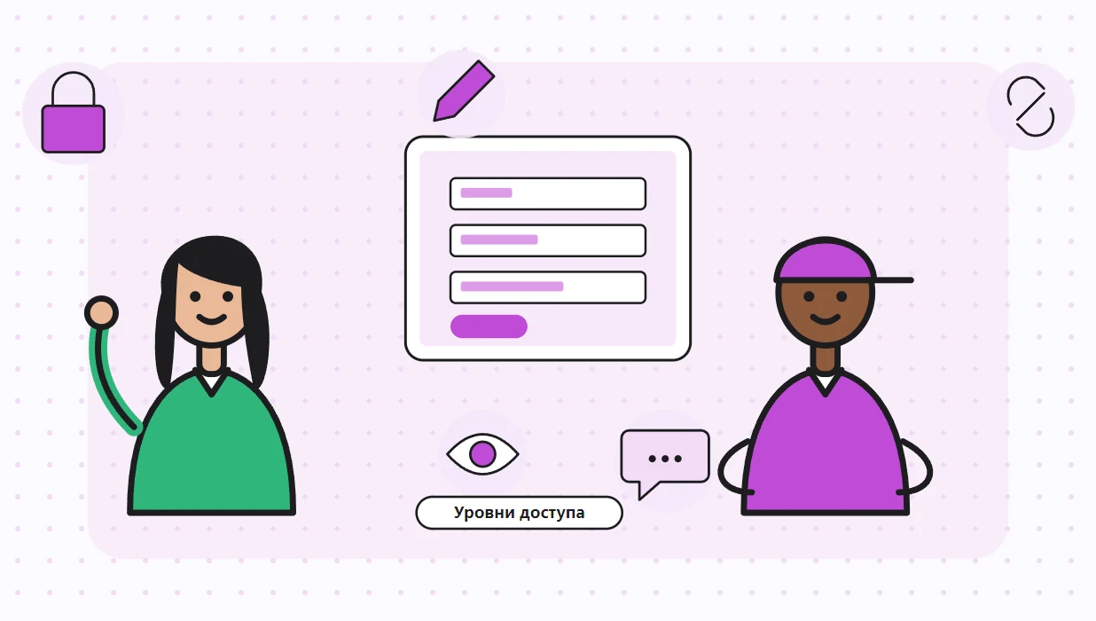Три уровня доступа в Pitch для гостей: редактирование, комментирование и просмотр